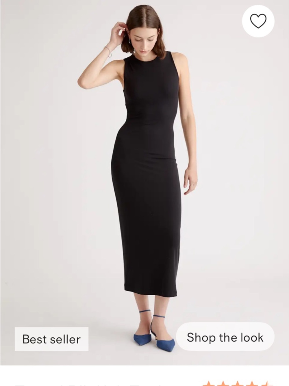 Quince Black Sleeveless Midi Dress